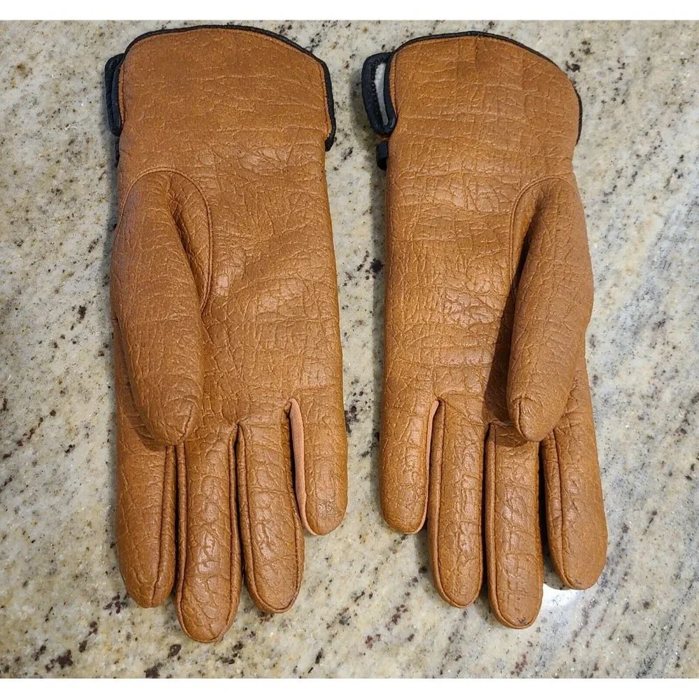 Vintage Vinyl Backed Aris Snuggler Brown Driving Gloves Women’s M/L Sherpa Lined